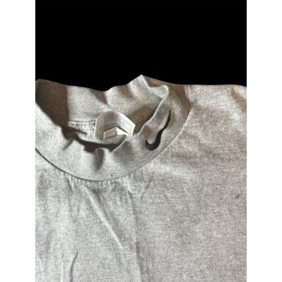 Nike Long Sleeve Shirt Mens L Gray Mock Neck Swoosh Embroidered Vtg 90s USA Knit - Picture 2 of 7